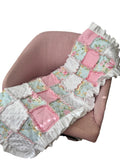 Pastel Floral & Pink Gingham Rag Quilt with Eyelet Ruffle